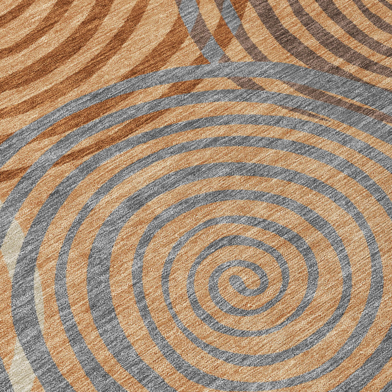 Machine Washable Indoor/Outdoor Chantille ACN2435 Geometric Rug, 8' Round, Copper
