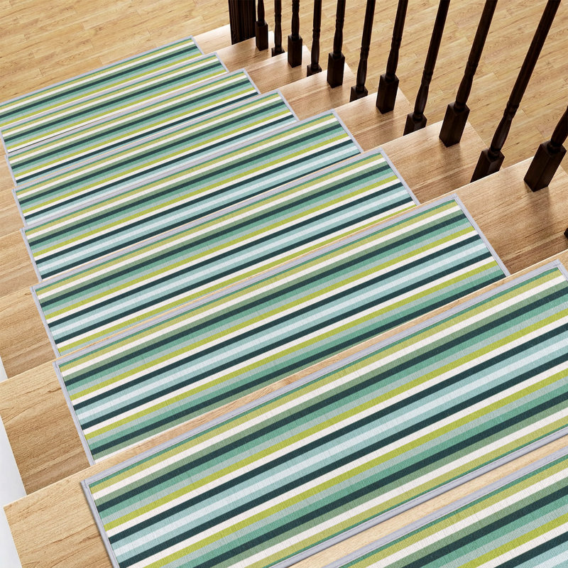 Tapis d'escalier antidérapant , Rayures bleues