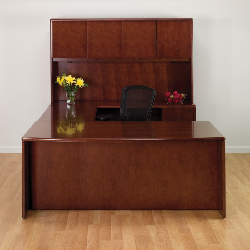 Jusino U-Shaped Solid Wood Top Executive Desk