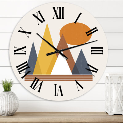 Mountain Abstract and Sun - horloge murale moderne