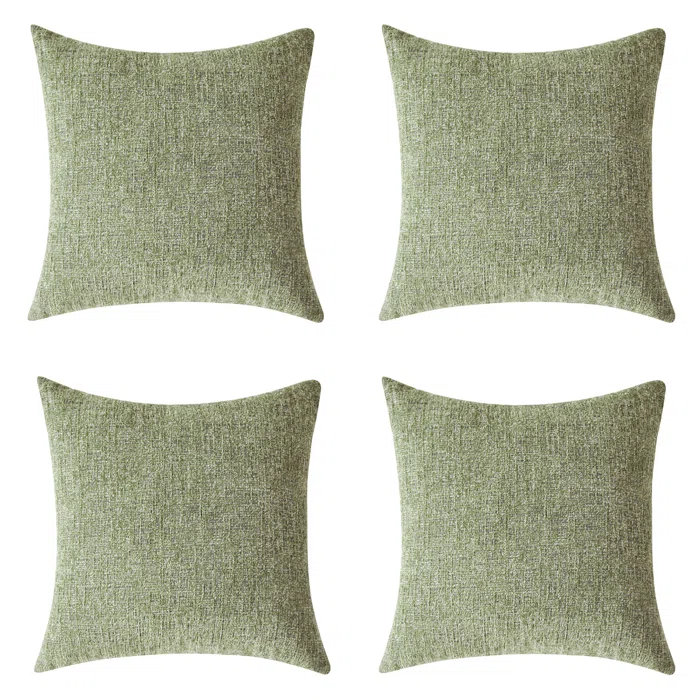 Housse de coussin en chenille 18 po, H 18 po x l 18 po x P 1 po, Vert, Housse de coussin seulement - sans coussin