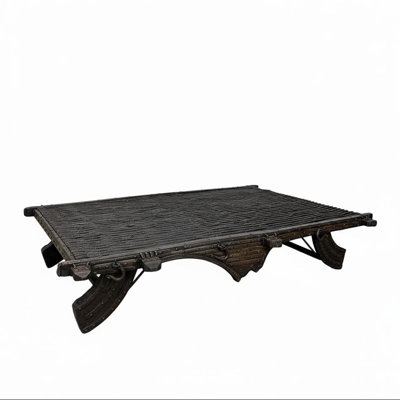 Antique Teak Wood Ox Cart Bed Repurposed 84"x 60" Coffee Table