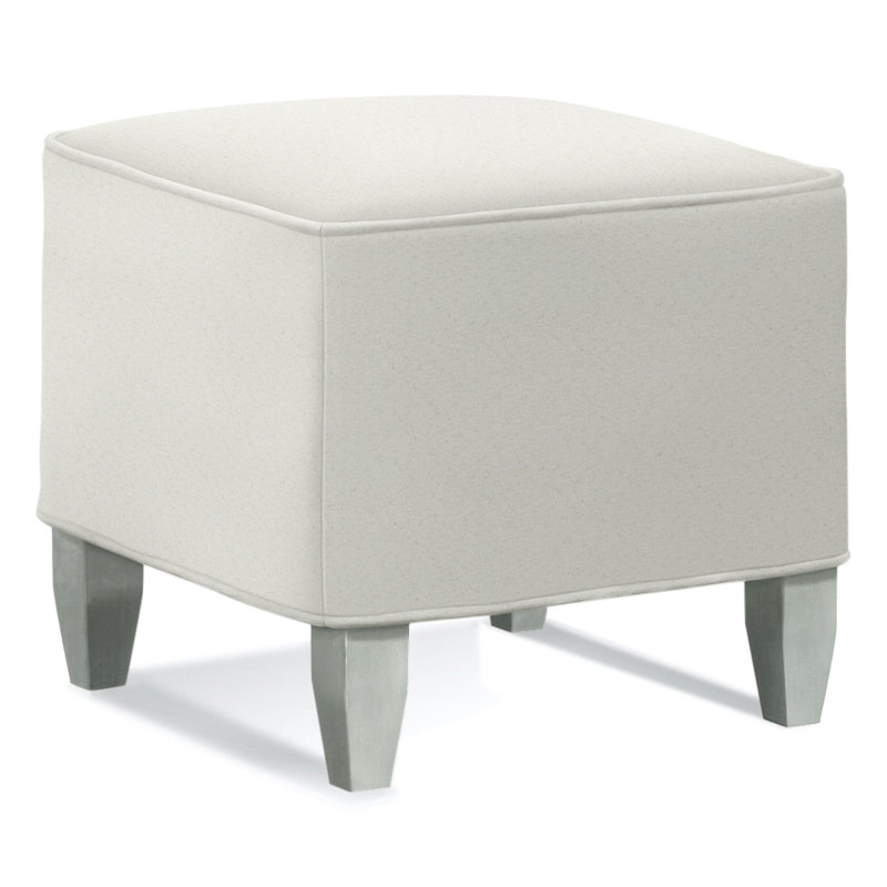 Brooklyn Upholstered Ottoman, Nickel , Basic Blue 100% Polyester
