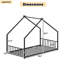 Structure de lit simple en forme de toit noir avec bandes à DEL, longueur 78,5 po, largeur 40,9 po, hauteur 58,4 po, éclairage silencieux et sécuritaire, structure-1224942783-1224942781