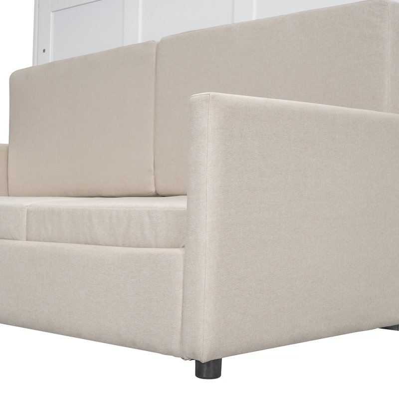 Lit escamotable de haute qualité avec coussin, combinant fonctionnalité de canapé et rangement intelligent pour les petits espaces de vie