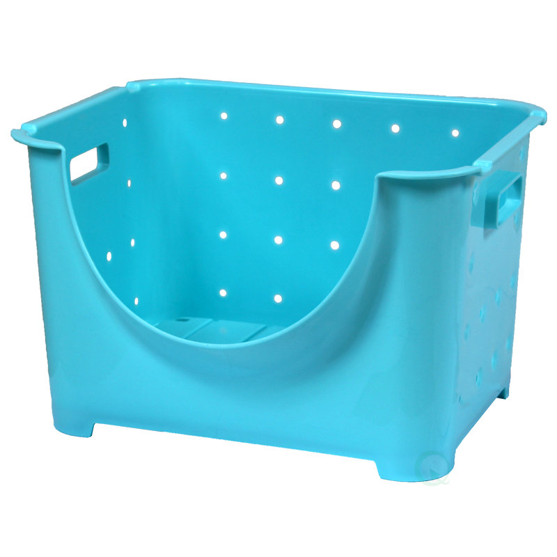 Bacs de rangement empilables en plastique, Bleu