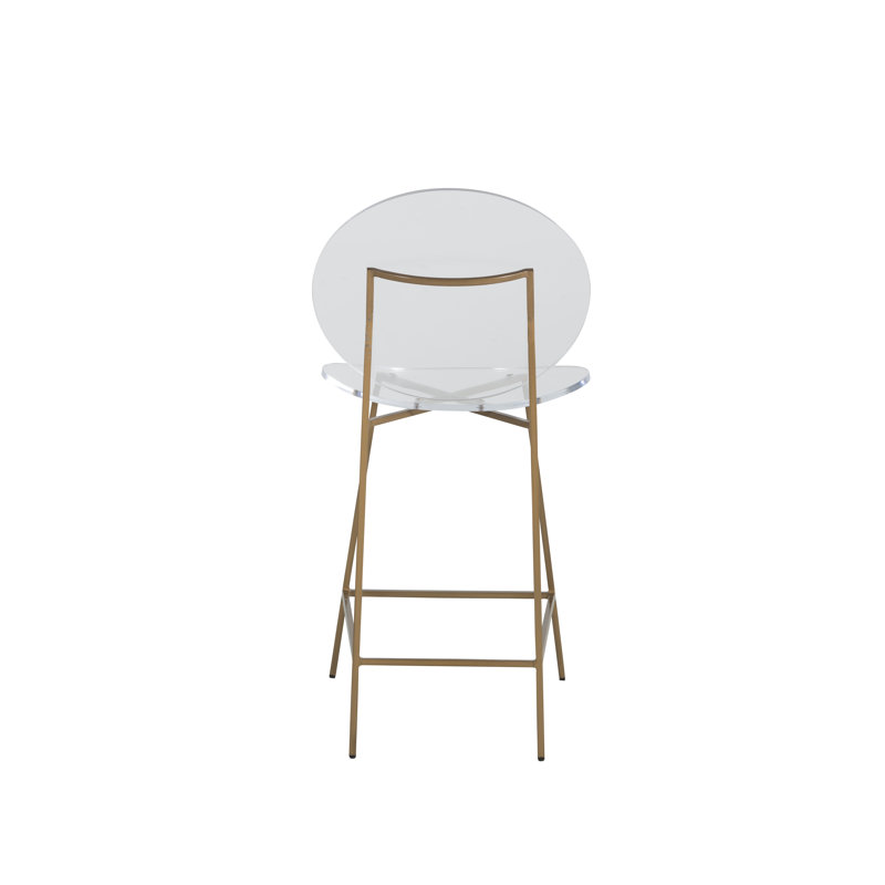 Elegant Gold and Clear Acrylic Full Back Counter Stool, 25'' Seat Height