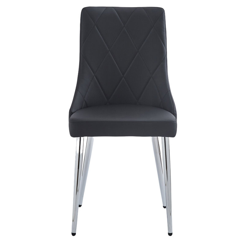 Chaise de salle à manger Ninfa, ensemble de 2, en noir et chrome, Noir