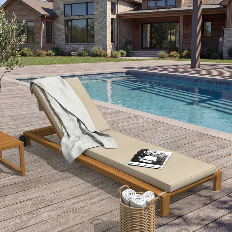 Sunbrella® Outdoor Chaise Cushion, Sunbrella® Canvas Flax, 21" W x 78" D