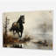 «Gray Horse Misty Morning Canter II», art mural cheval en acrylique-1634105013