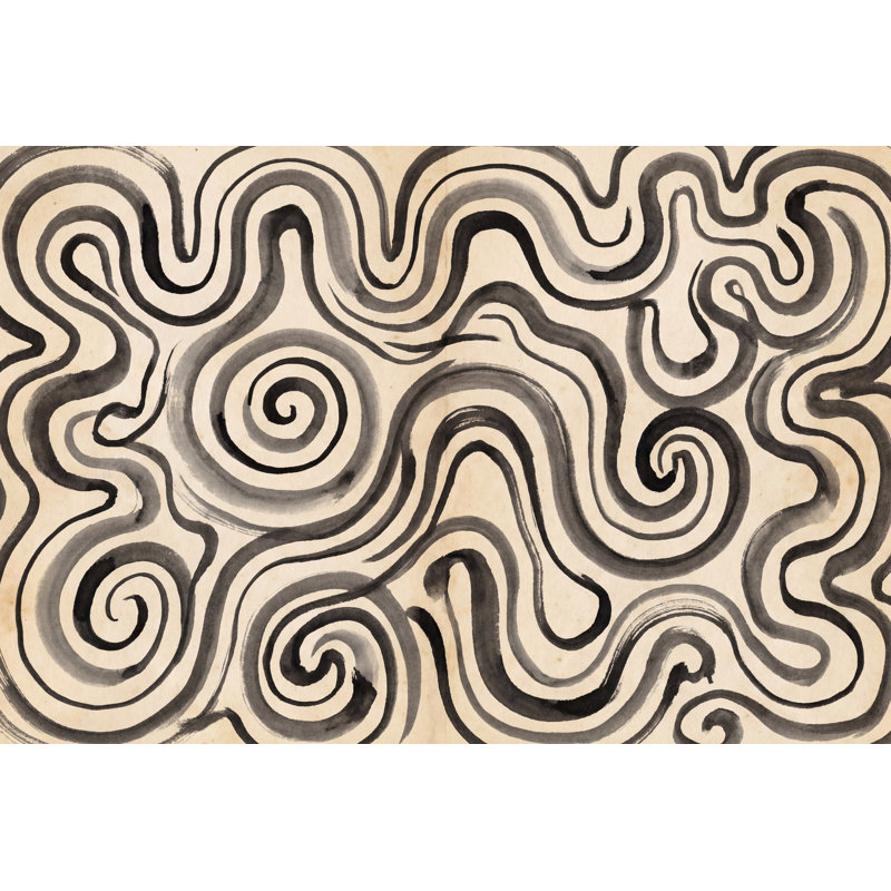 Papier peint abstrait labyrinthe en spirale, Non tissé, 140 po x 108 po