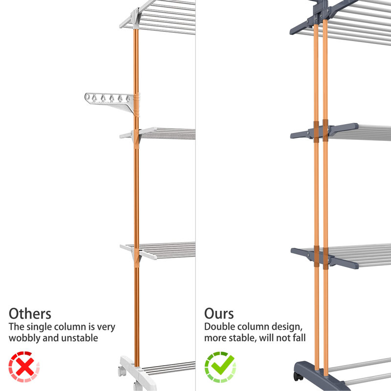 Stainless Steel Foldable Standard Drying Rack, Grey