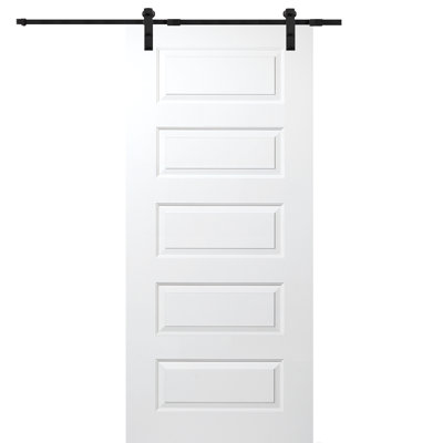 Rockport 80'' Solid + Manufactured Wood Paneled without Installation Hardware Kit Barn Door