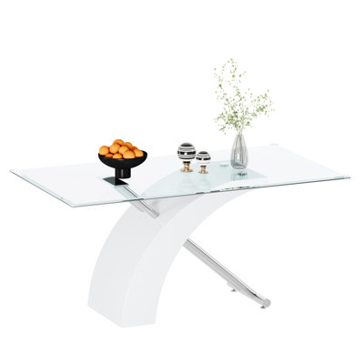 Table de salle à manger contemporaine avec plateau en verre Contemporary