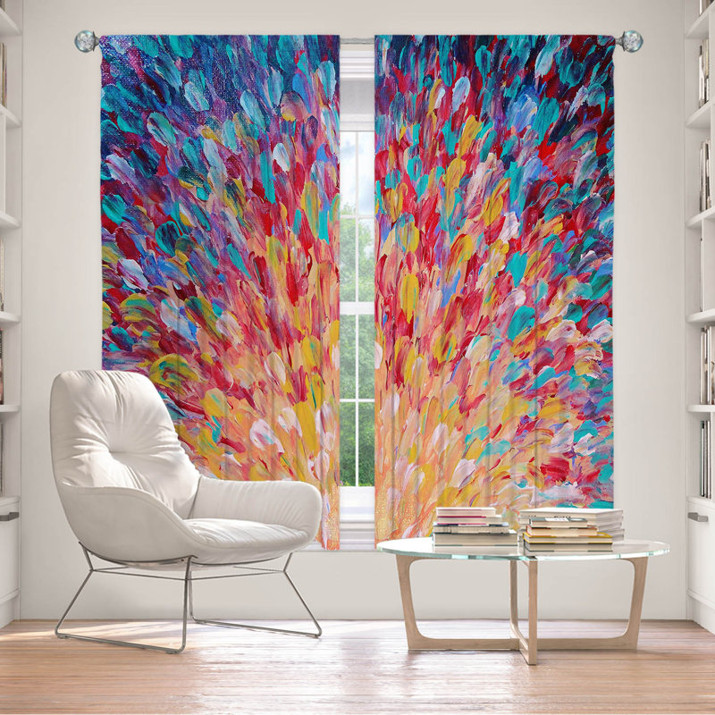Room Darkening Curtain Pair, Yellow/Red/Purple/Blue, 40" W x 82" L