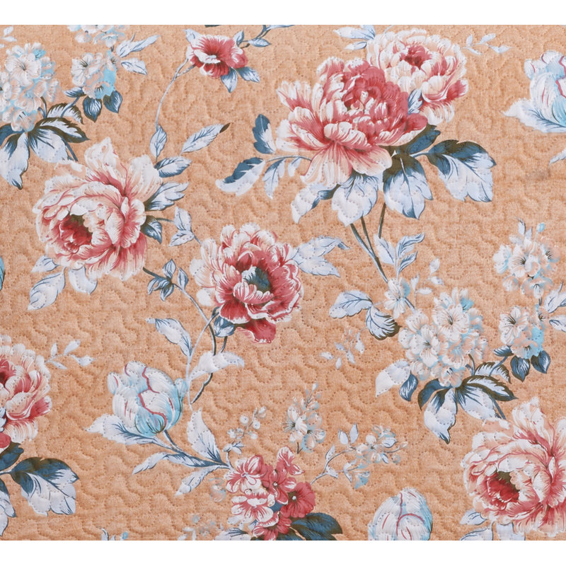 Polyester Percale Floral Quilt, King Quilt + 2 Shams