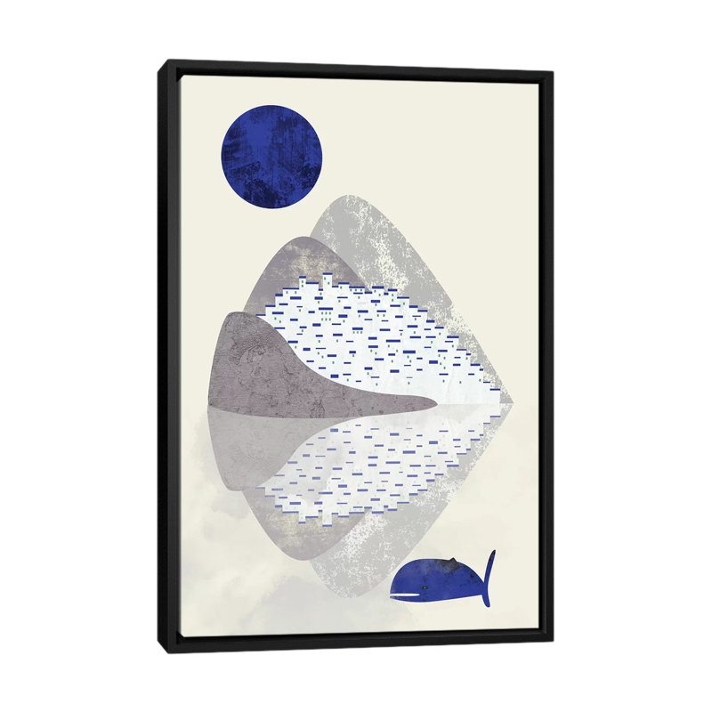« houses on the coast » par flatowl, impression sur toile, H 26 po x l 18 po x P 1,5 po, Toile encadrée noire, Pas de tapis