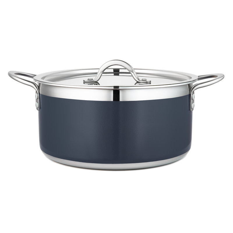 Marmite en acier inoxydable avec couvercle Bon Chef, Bleu de cobalt, 5,69 pte