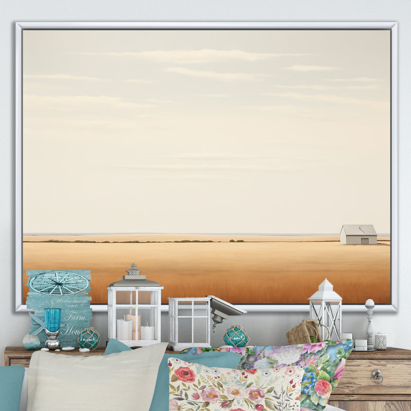 Plaines pastel de paix, Cadre flottant blanc, H 16 po x l 32 po x P 1 po