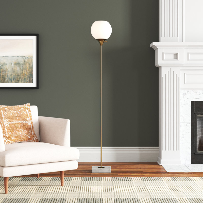 Reed 71'' Torchiere Floor Lamp, Antique Brass
