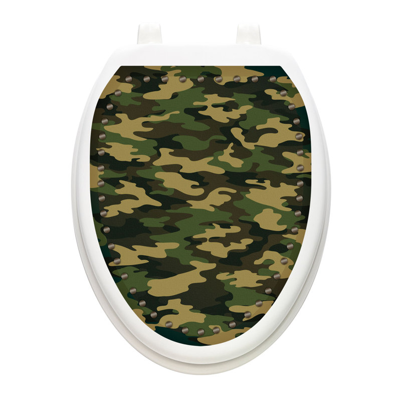 Décalcomanie de siège de toilette camouflage armée, Allongé