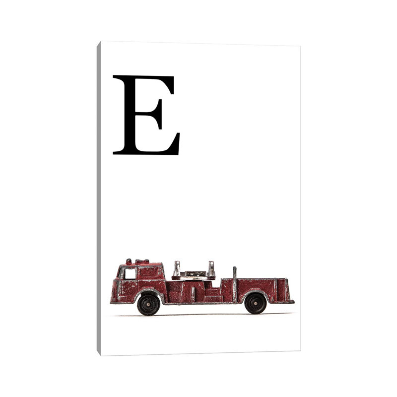 E Fire Engine Letter - Print on Canvas, 20.32 cm H x 30.48 cm W, Wrapped Canvas