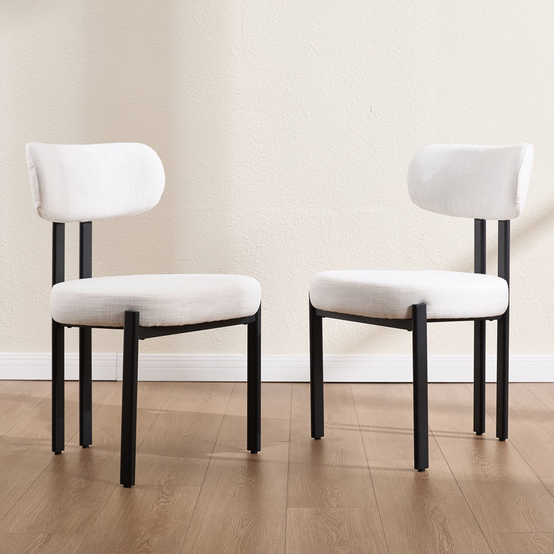 Upholstered Dining Chair With Metal Frame, Modern Side Chair For Kitchen/Dining Room, Beige