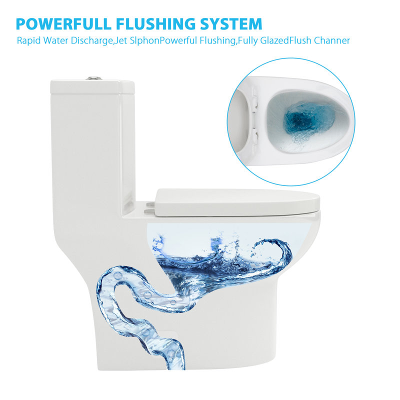 One Piece Toilet Dual Flush 1.6/1.1 Gallons GPF Elongated Chair Height Floor Mounted Toilet (Seat Included)