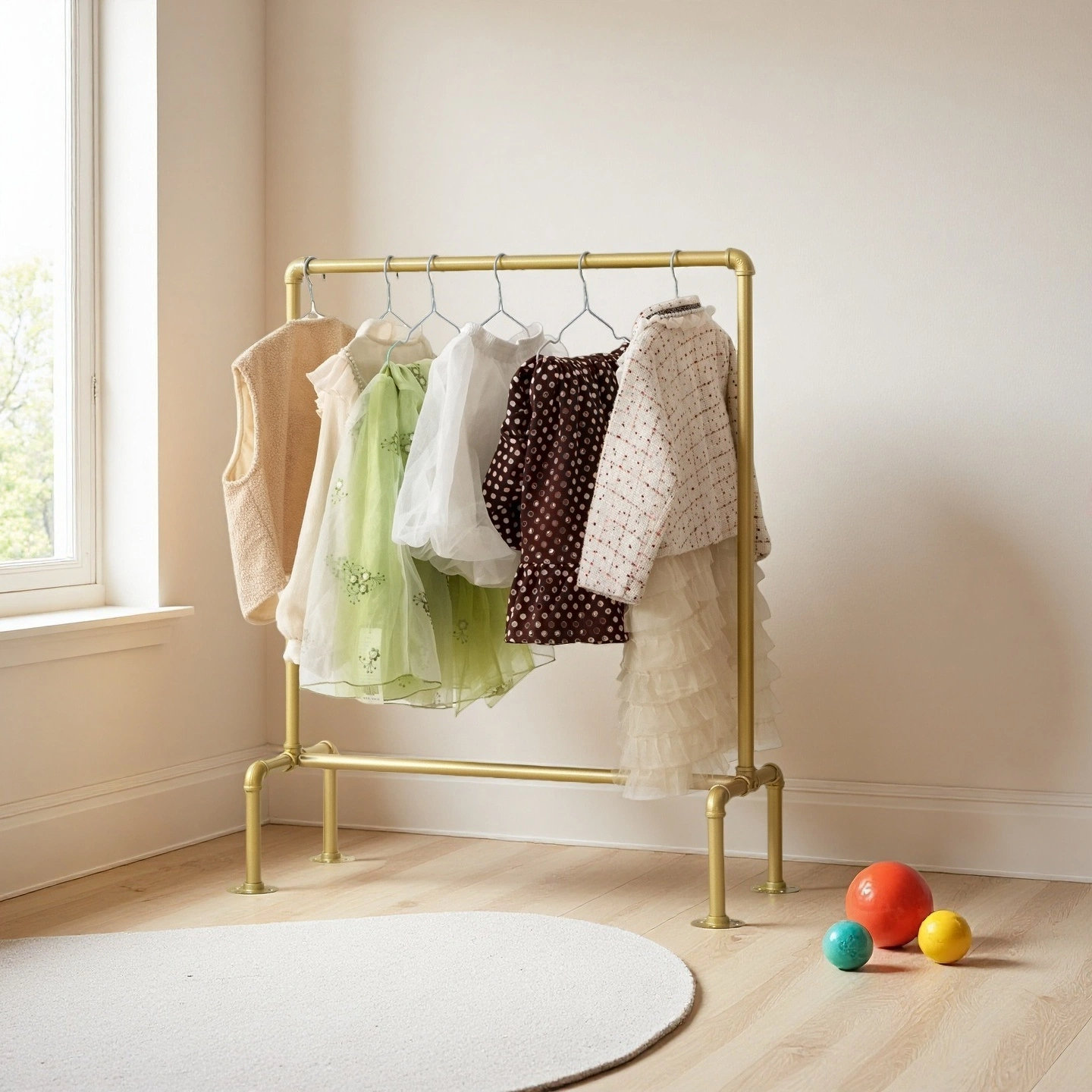 Rebrilliant Kids Gold Clothing Rack Dress Up Clothes Rack Baby