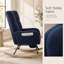 Ensemble chaise berçante et repose-pieds en tissu Teddy bleu foncé, fauteuil d'allaitement à oreilles avec poche de rangement