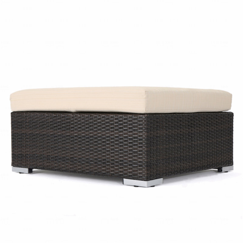 Patio Ottoman Mbrn + Alu, Beige Cushion/Brown Frame