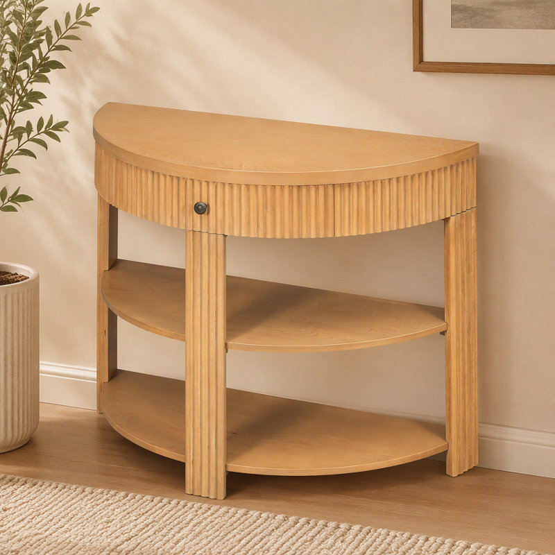 Console avec tiroir et tablettes, Natural, Natural, Natural