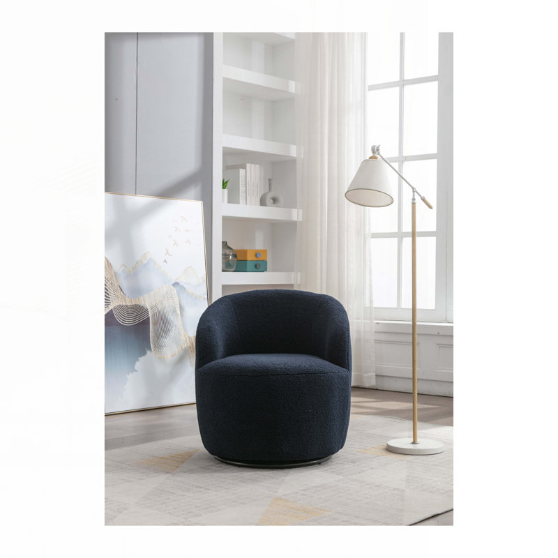 Fauteuil demi-tonneau pivotant, Tissu bleu foncé