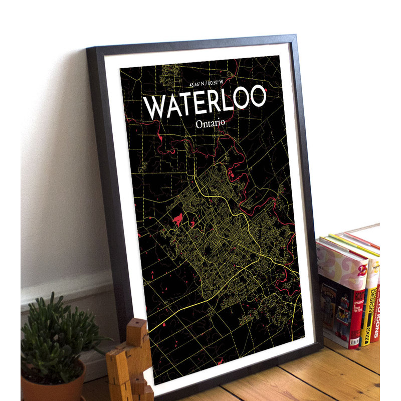 Waterloo City Map - No Frame Print, 70 cm H x 50 cm W