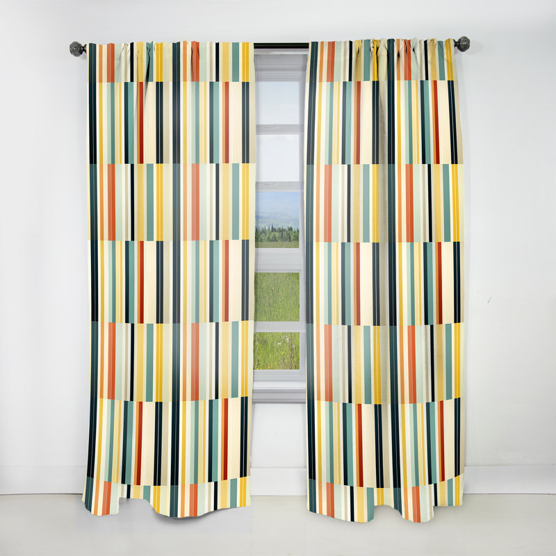 Sleek Midcentury Stripes I - Rideau Midcentury - Rideau géométrique obscurcissant - 1 panneau, L 52 po x L 90 po