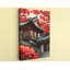 Art coréen, art de la maison coréenne, peinture Hanok traditionnelle avec des feuilles d'érable rouges, architecture asiatique sereine-1006284304