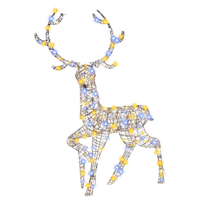 4.6 Ft Pre-lit Christmas Reindeer With 300 Bright Led Lights Zip Ties Ground Stakes