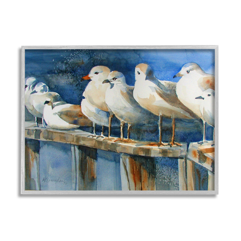 Balade sur la plage avec balançoires côtières par MB Cunningham - Peinture, H 24 po x l 30 po x P 1,5 po
