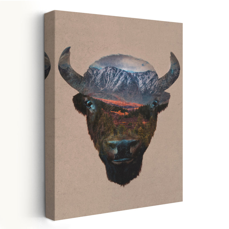 Bison Peak - art contemporain Buffalo (bison), H 24 po x l 16 po