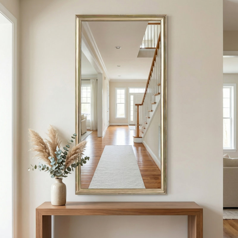 Miroir de plancher 32 po x 70 po pleine longueur - Cadre en bois d'ingénierie, élégant et durable