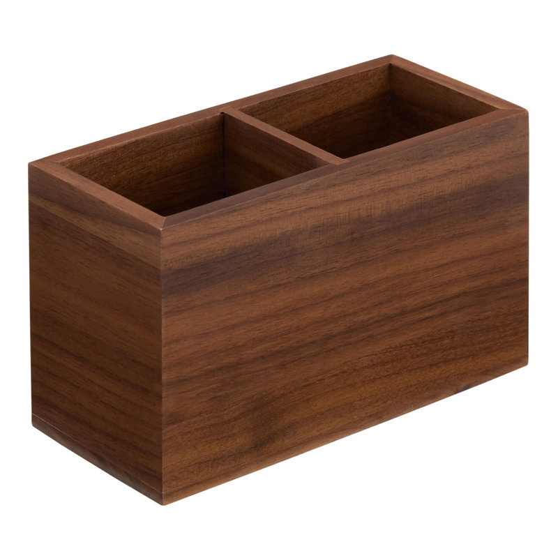 Walnut Pencil Holder (Double Slots) Wood Pen Holder For Desk