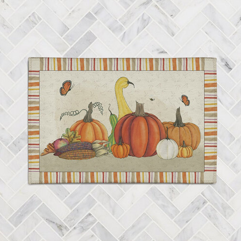 Harvest Pumpkin Chenille Indoor Rug, Rectangle 2' x 3'