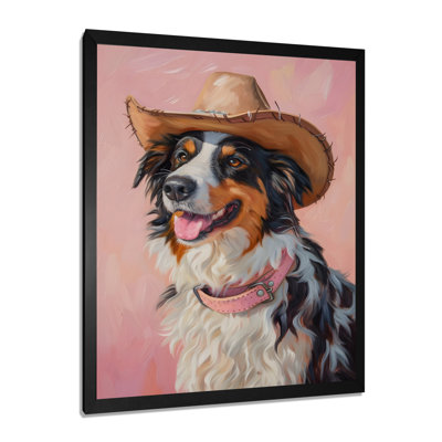 «Cowboy Border Collie Dog In Austin», reproduction d'art mural chien