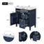 Meuble-lavabo bleu de 30 pouces avec lavabo intégré, armoire en bois massif et panneau de fibres à densité moyenne, conforme TSCA Titre VI