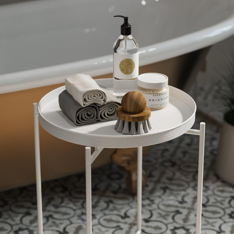 Table basse moderne blanche de 18,1 po x 22,0 po x 18,1 po | Fabrication 100% métal, robuste et légère (4,5 lb) | Design scandinave, parfait pour le salon et les espaces contemporains, élégant et durable
