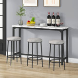 Kyrie Modern Kitchen Counter Height Dining Table Set with 3 Bar Stools