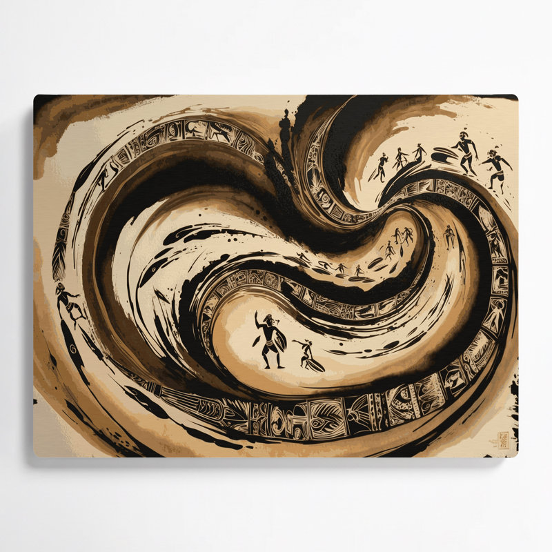 Hawaiian Petroglyphs Brown Metal Wall Art, 11" H x 14" W
