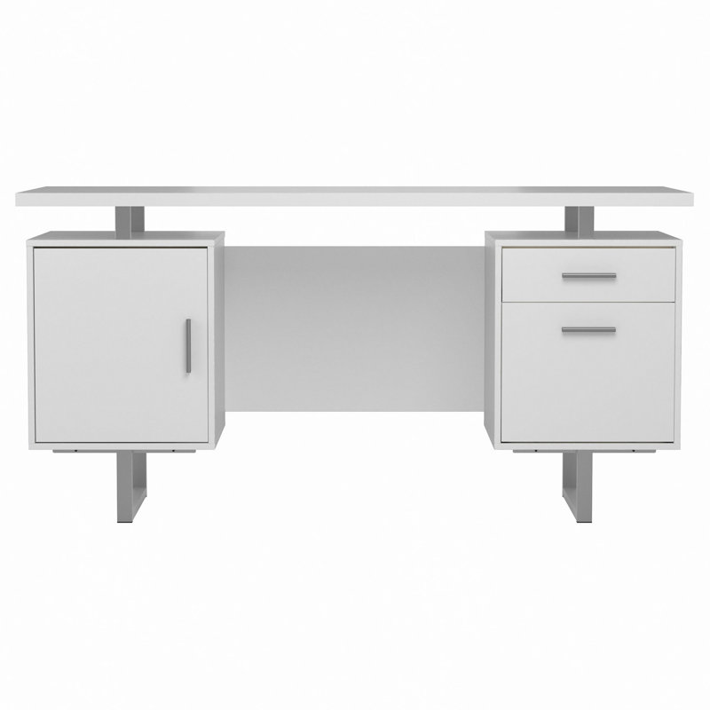 White High Gloss 2-Drawer Computer Desk