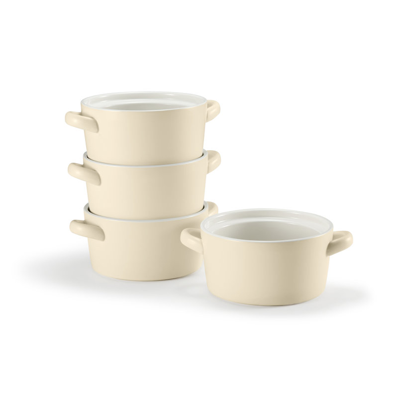 kook Soup Crocks, Ceramic Stackable Bowls, Set of 4, Ivory