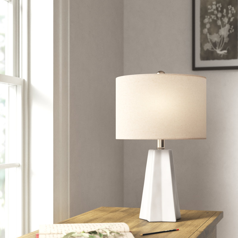 Magalie Ceramic Table Lamp, White